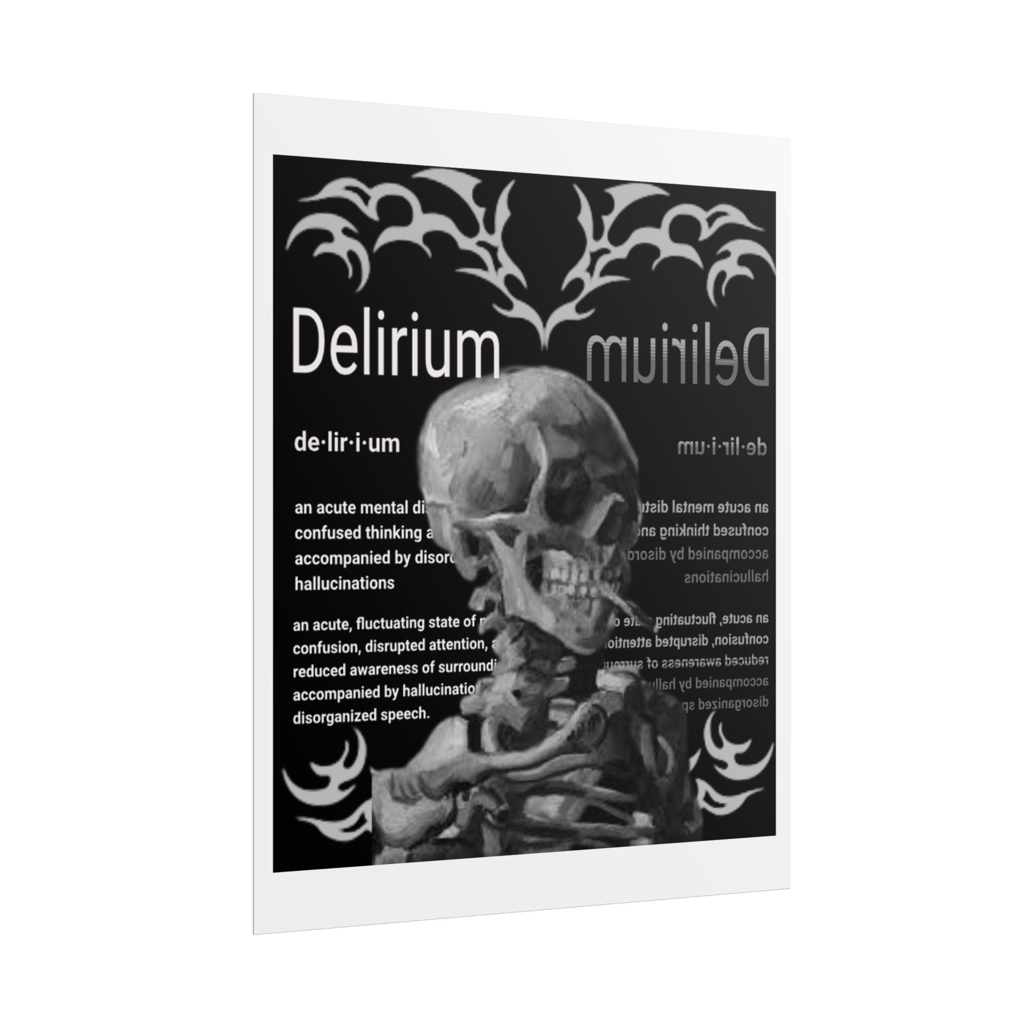 Delirium Skull Poster – Gothic Anatomy Art Print, Dark Medical Definition Wall Decor
