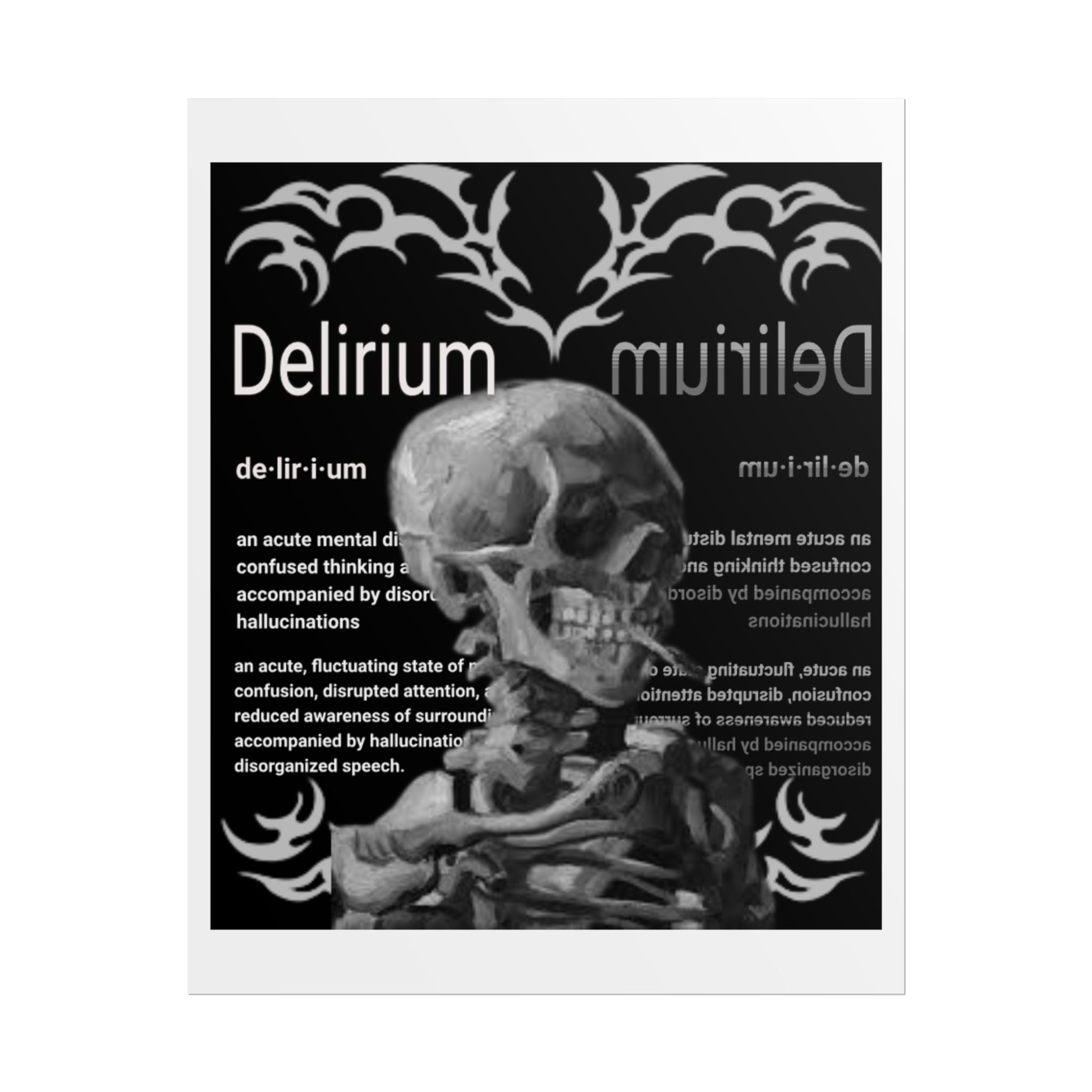Delirium Skull Poster – Gothic Anatomy Art Print, Dark Medical Definition Wall Decor